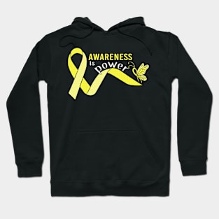 Awareness Is Power Butterfly Hydrocephalus Warrior Yellow Ribbon Support Survivor Hoodie